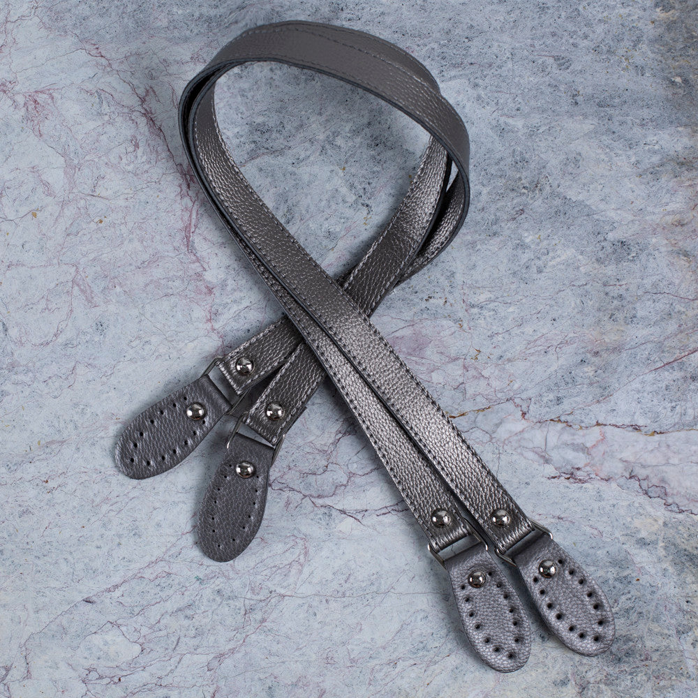 Loren Deri Çanta Sapı Çiftli Gümüş